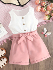 Girls Pink Summer Jumpsuit