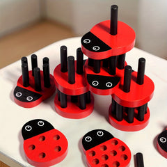Wooden Pillar Counting & Matching Game for Hand Eye Coordination