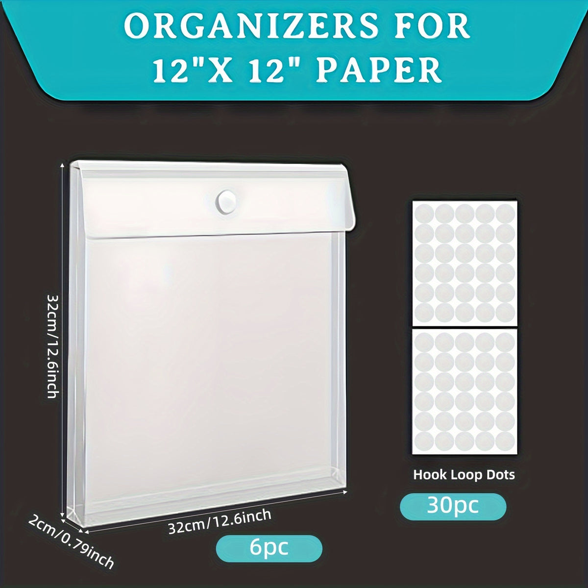 Scrapbook Paper Storage 12x12in Organizer with Hook And Loop Closure