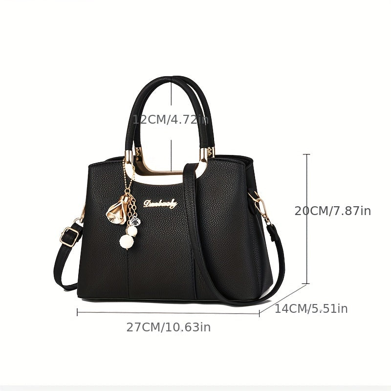 Letter Decor Tote Satchel Bag Classic Shoulder Bag Women's Work Bag