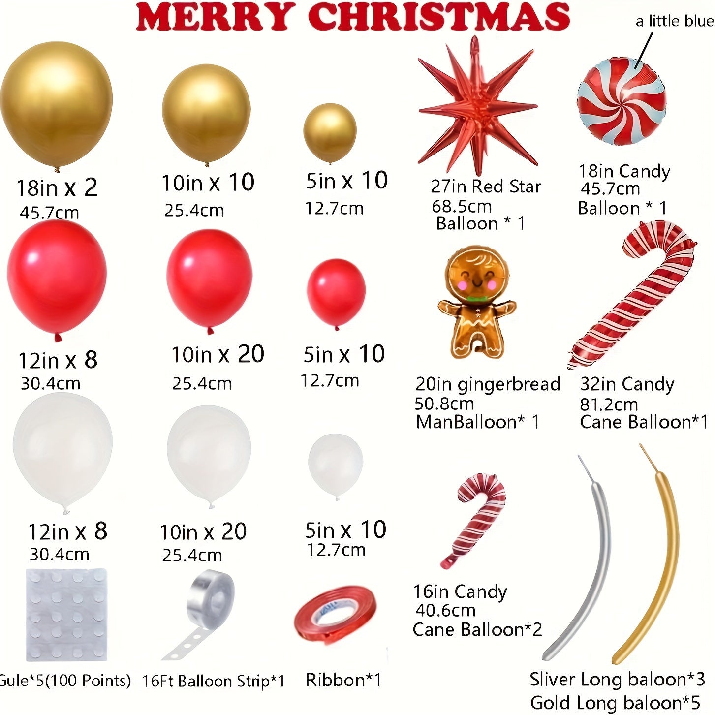 Christmas Balloon Garland Arch Kit Red Golden Candy Cane Balloons