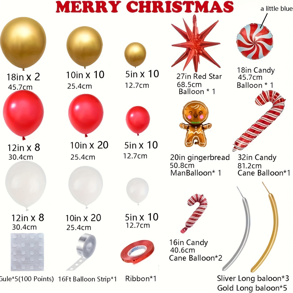 Christmas Balloon Garland Arch Kit Red Golden Candy Cane Balloons