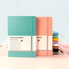 Macaron A5 Hardcover Notebook Horizontal Line Inner Page Strap 80 Sheets