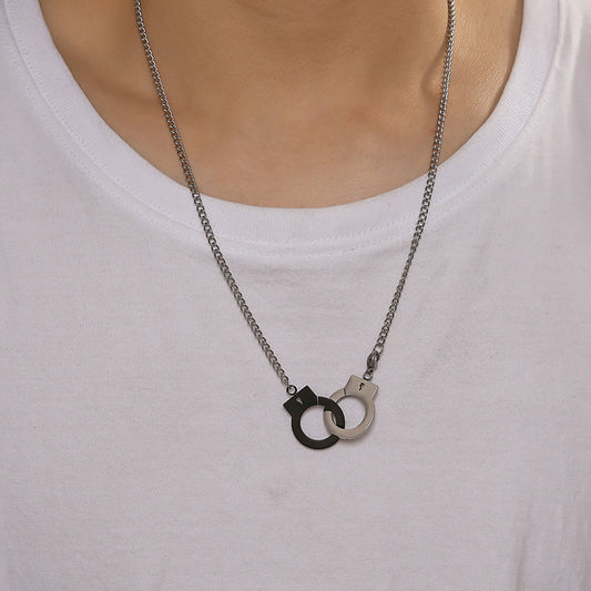 Funky Stainless Steel Handcuff Charm Necklace Men