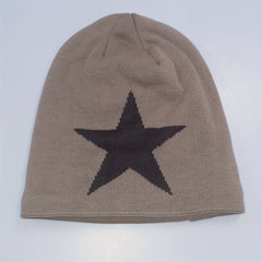 Neutral Large Star Jacquard Plus Velvet Knitted Hat