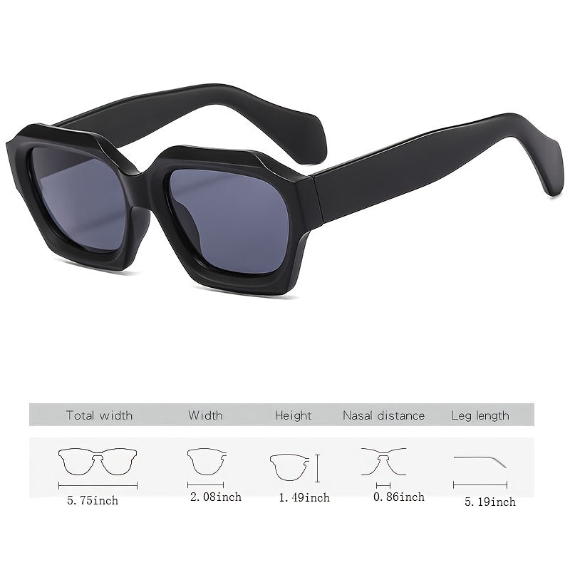 Thick Frame Rect Sunglasses Vintage Shades Women's Eyewear