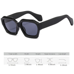 Thick Frame Rect Sunglasses Vintage Shades Women's Eyewear