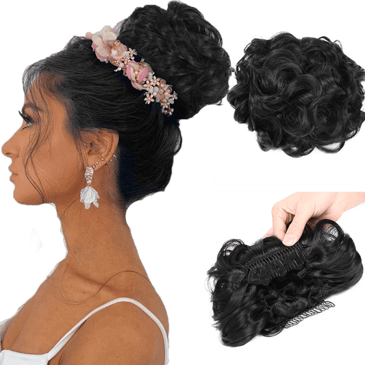 Curly Bun Extension Clip In Hairpiece Messy Updo Brown Blonde Hallow