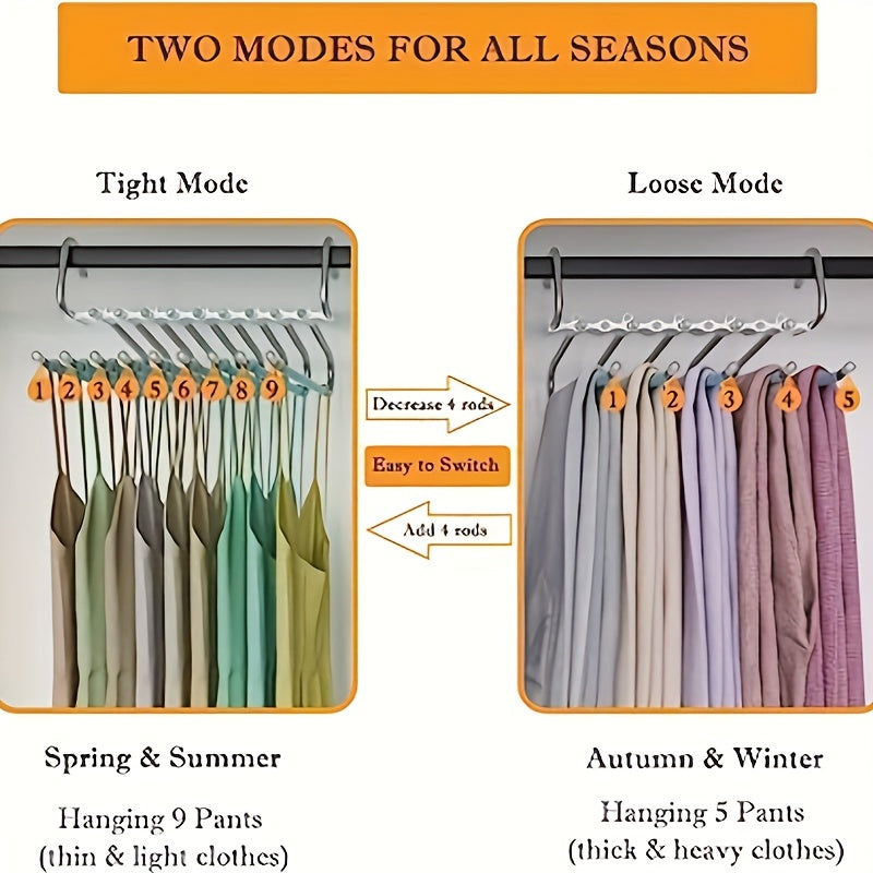 9 Layers Pants Hangers Space Saving Stainless Steel Rack S Type Closet Organizer