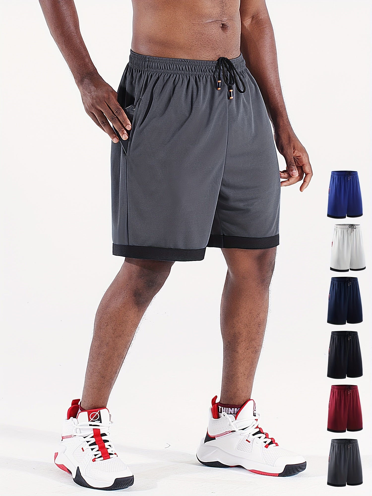 Men's Basketball Shorts Running Marathon Loose Capris Large Casual Mesh