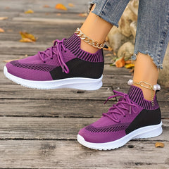 Women's Breathable Lace-up Running Shoes Soft Sole Casual Sneakers