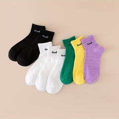 8 Pairs Letter Print Socks Soft Lightweight Women's Stockings