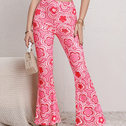 Flower Print Flare Leg Pants High Stretch Yoga Sports Bootcut Leggings