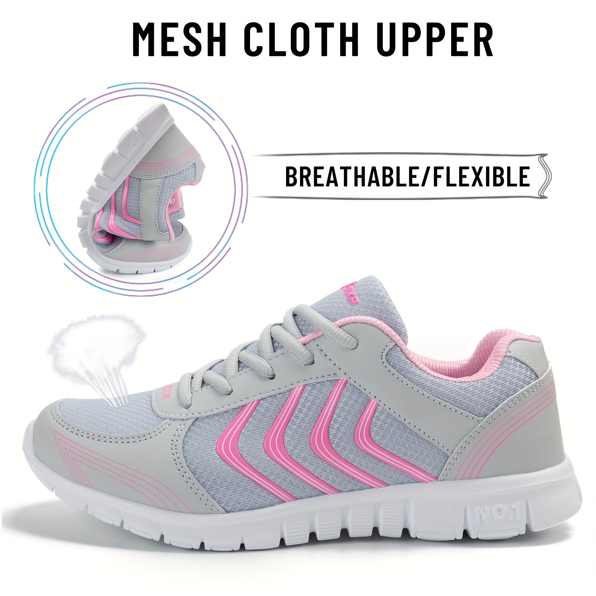 Women's Breathable Athletic Running Sneakers Lace Up Comfort Shoes