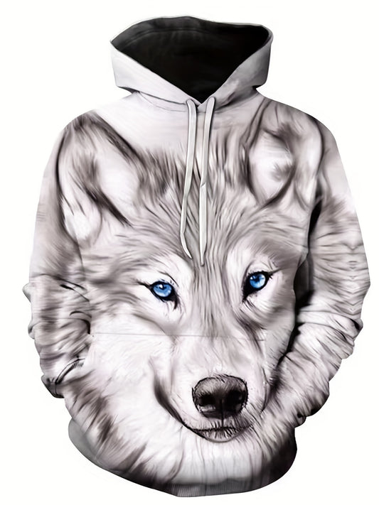Men's Block Wolf Graphic Hoodie 3D Print Hooded Sweatshirt