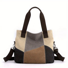 Stain Resistant Block Tote Bag Large Capacity Durable Shoulder Bag