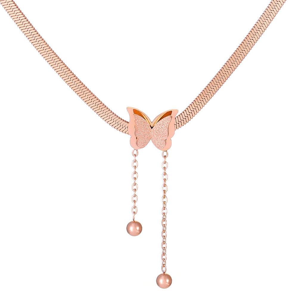 Stainless Steel Butterfly Pendant Necklace for Women Girls