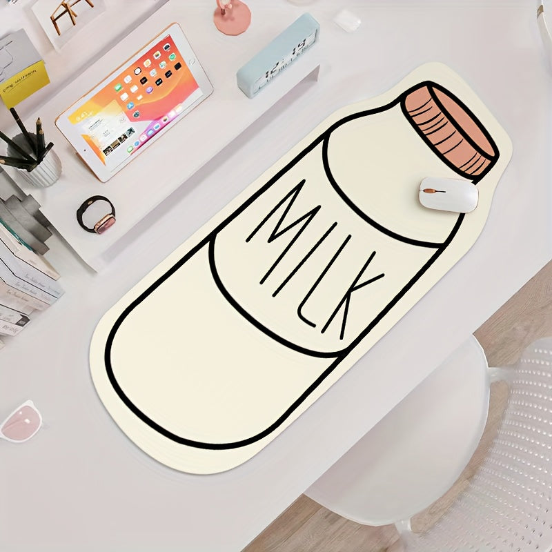 Large Mouse Pad Cartoon Milk Bottle Design Waterproof Non-Slip Soft Touch
