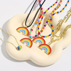 LGBT Rainbow Pendant Necklace for Women Chocker Pride Month Gift