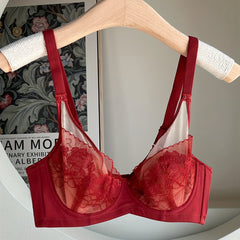 Christmas Lace Push Up Bra Comfy & Breathable Ultra thin Bra Women's Lingerie