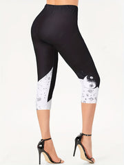 Colorblock Skinny Capris Leggings for Women