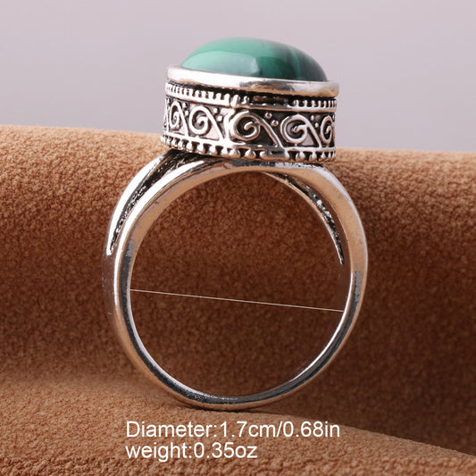 Vintage Oval Malachite Ring Cocktail Party Ring Jewelry Gift For Women