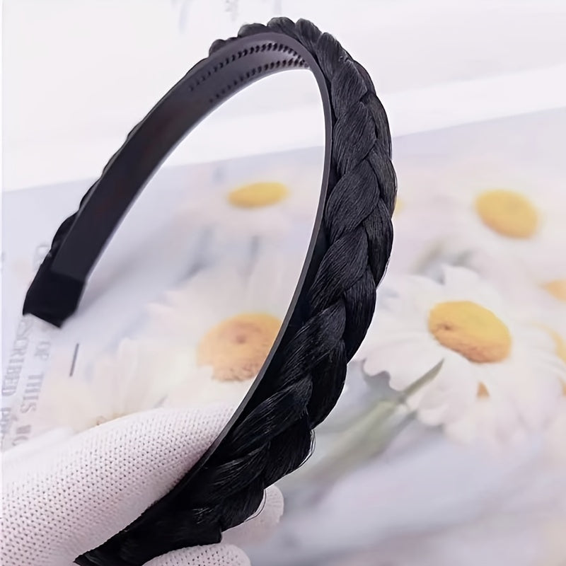 Synthetic Hair Braided Headband Wide Plaited Braids Elastic Stret