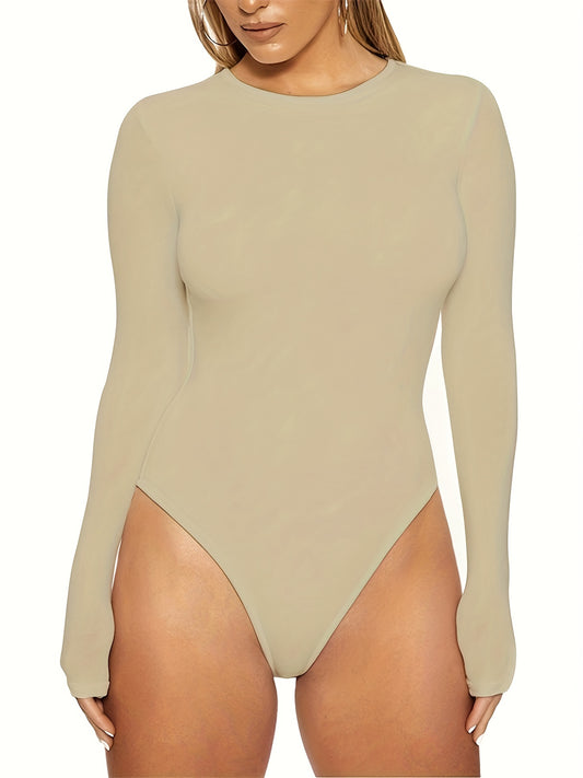 Long Sleeve Sports Jumpsuit Round Neck Bodysuit