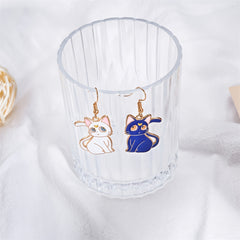 Cartoon Cat Dangle Earrings Animal Metal Drop Earring Lovely Jewelry