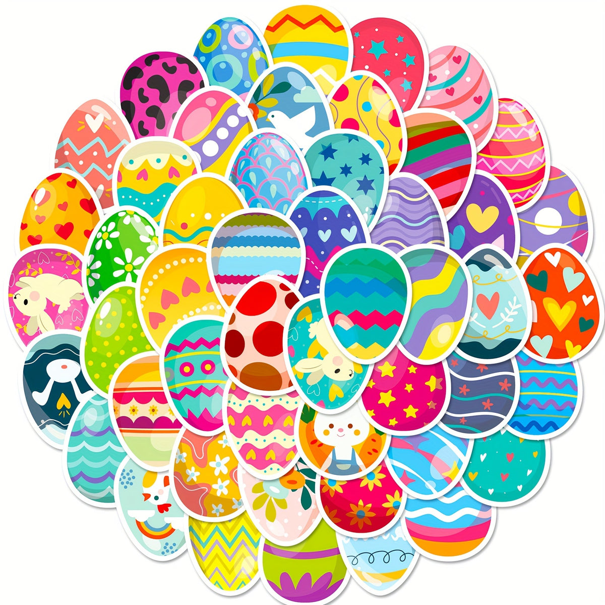 50pcs Easter Duck Egg Creative Stickers Bunny Decoration Party Stickers