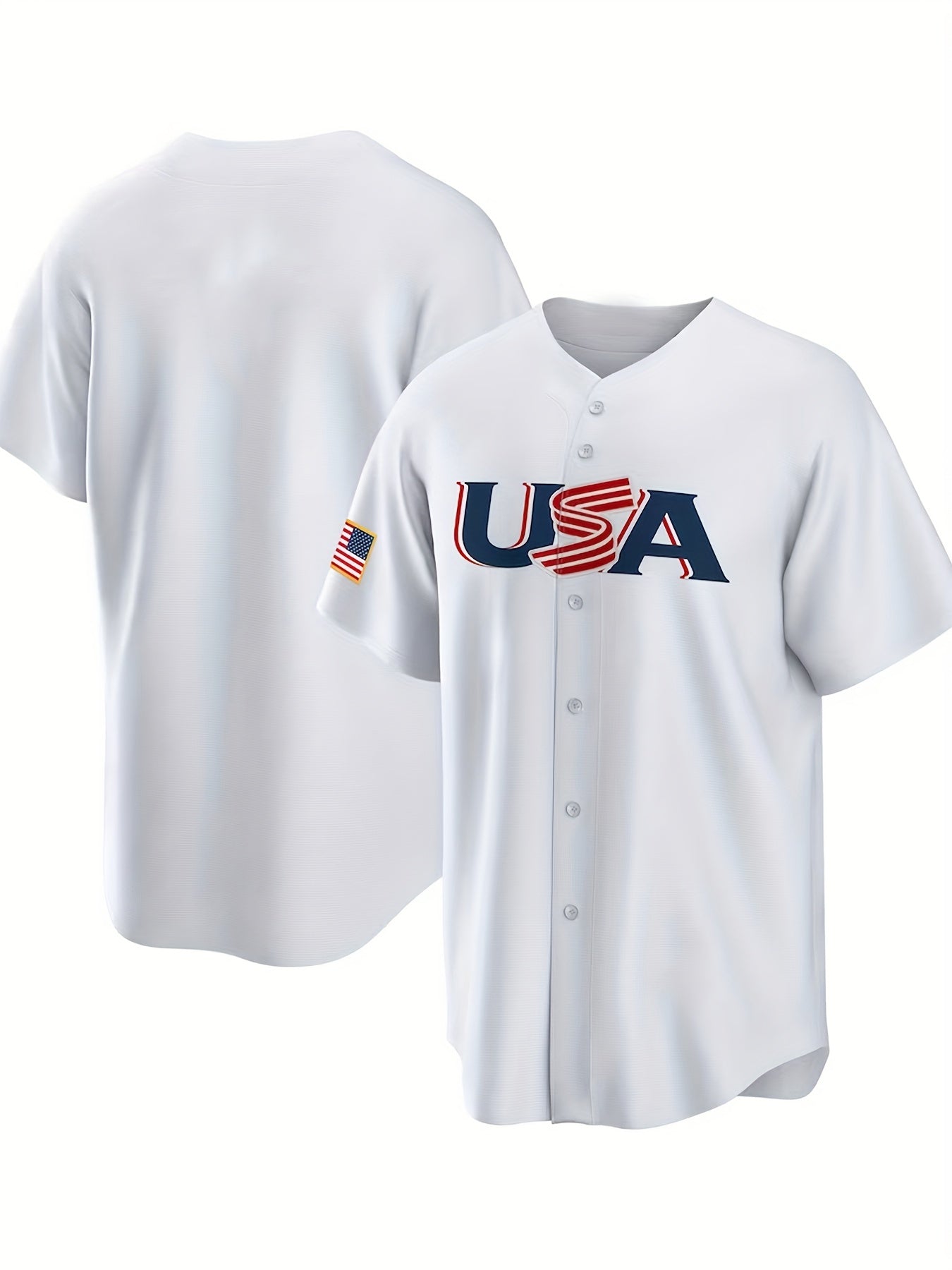Men's Stretch Button Up Baseball Jersey Short Sleeve Uniform