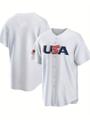 Men's Stretch Button Up Baseball Jersey Short Sleeve Uniform