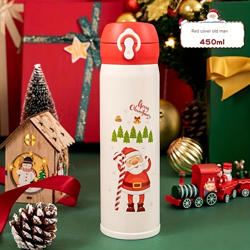 Christmas Printed Stainless Steel Water Cup Leakproof Travel Insulation Cup