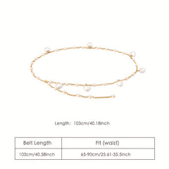 Heart Faux Pearl Waist Chain Pink Pendant Belly Chain Waistband Decoration