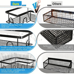 Stainless Steel Corner Shower Caddy with Soap Holder & Canister & Hooks