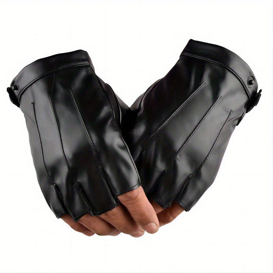 1pair PU Outdoor Half Finger Gloves Non slip Driving Motorcycle Gloves
