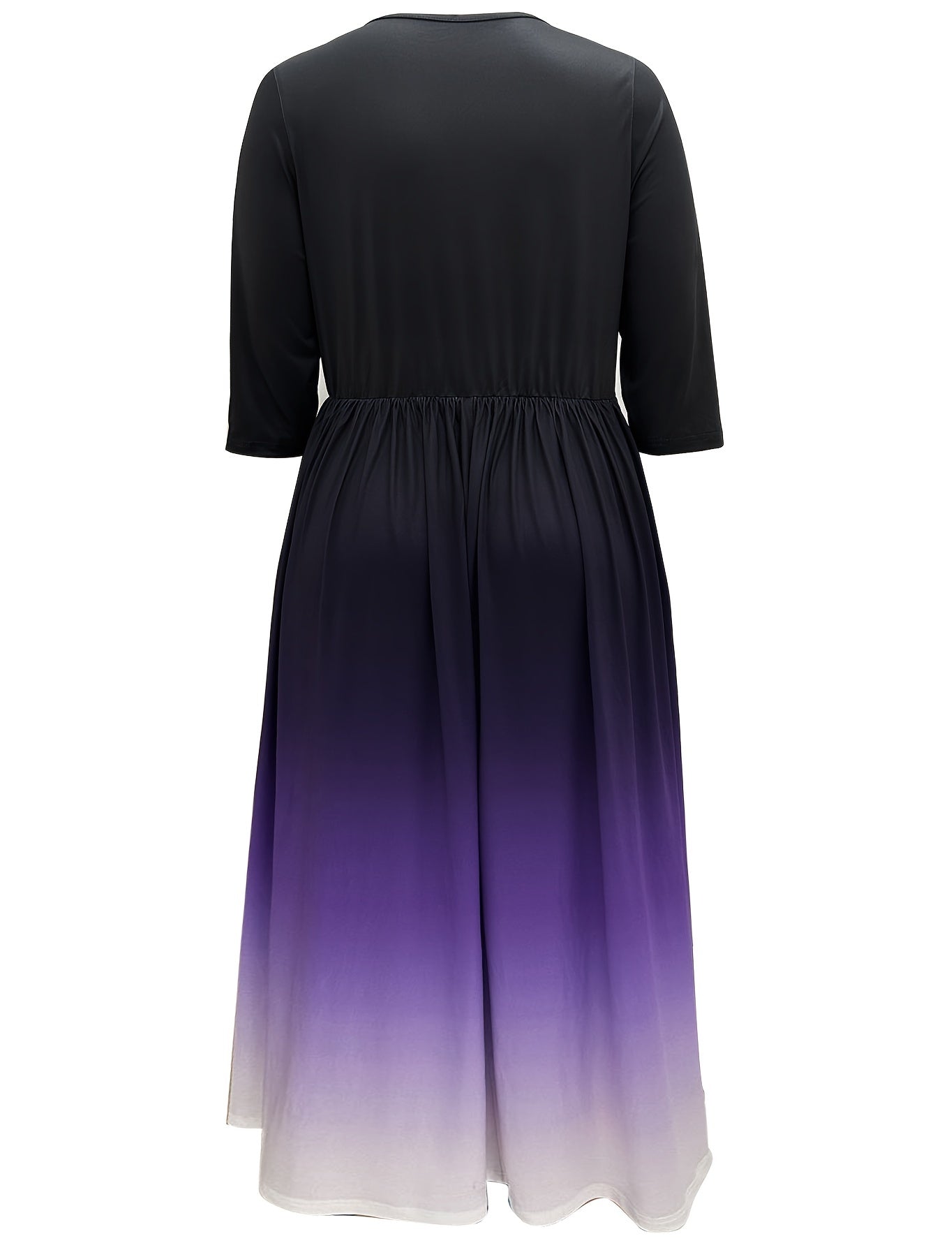  Colorblock Ombre V Neck Maxi Dress