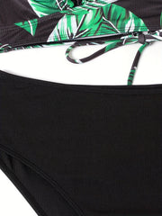  Tropical Colorblock Bikini Set High Waist Boho Swimsuit Set
