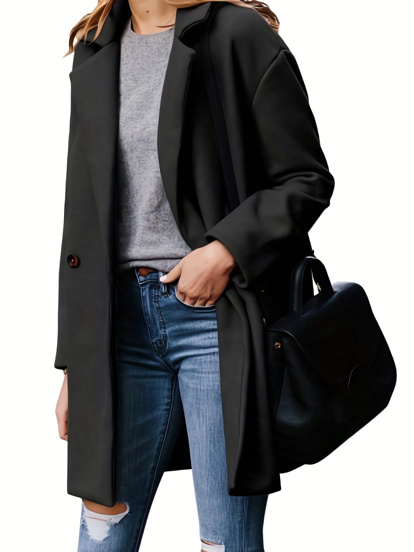 Solid Single Breasted Casual Lapel Blazer Long Sleeve