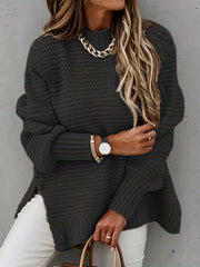  Knitted Mock Neck Sweater Long Sleeve Pullover Jumper