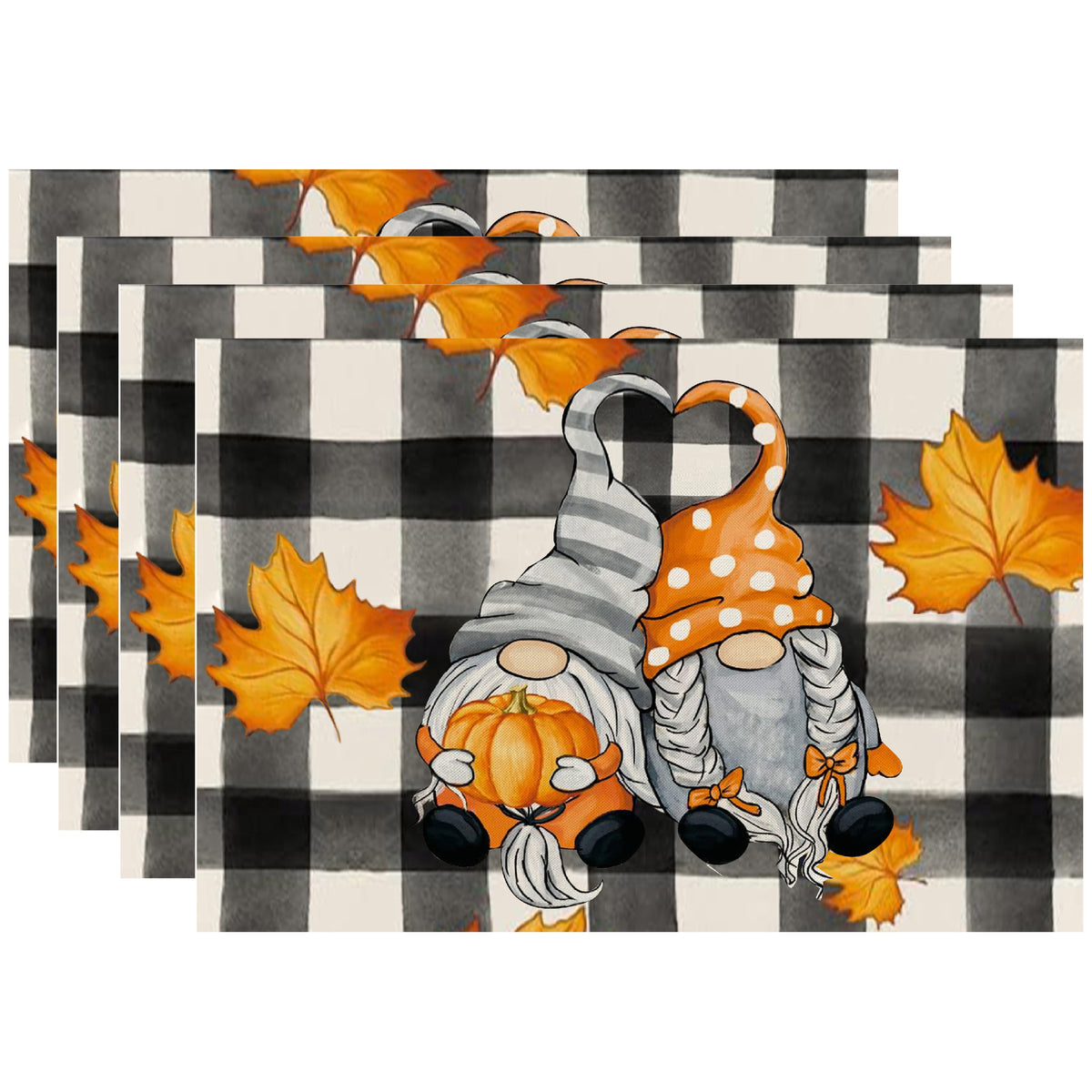 4pcs Halloween/Thanksgiving Pumpkin Placemats Colorful Pvc Mats