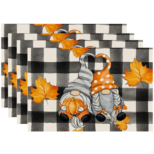 4pcs Halloween/Thanksgiving Pumpkin Placemats Colorful Pvc Mats