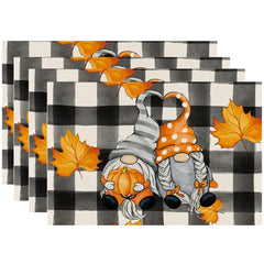 4pcs Halloween/Thanksgiving Pumpkin Placemats Colorful Pvc Mats