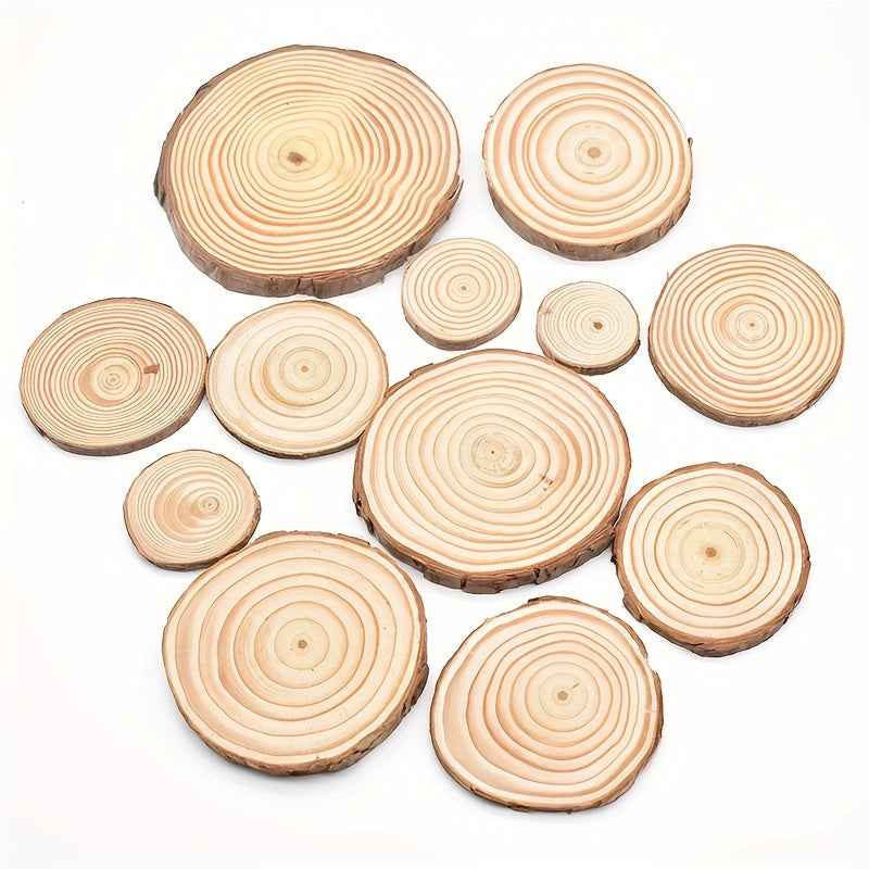 3 Thick Pine Wood Slices Circles With Tree Bark Log Discs DIY Crafts