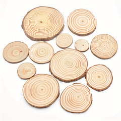 3 Thick Pine Wood Slices Circles With Tree Bark Log Discs DIY Crafts