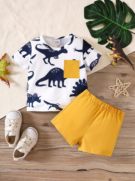 Newborn Baby Boy Cartoon T-shirt & Shorts Set