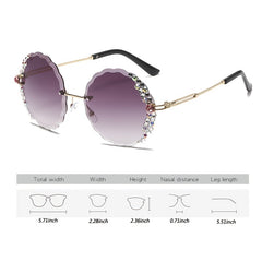 Oversized Rhinestone Rimless Sunglasses Gradient UV400