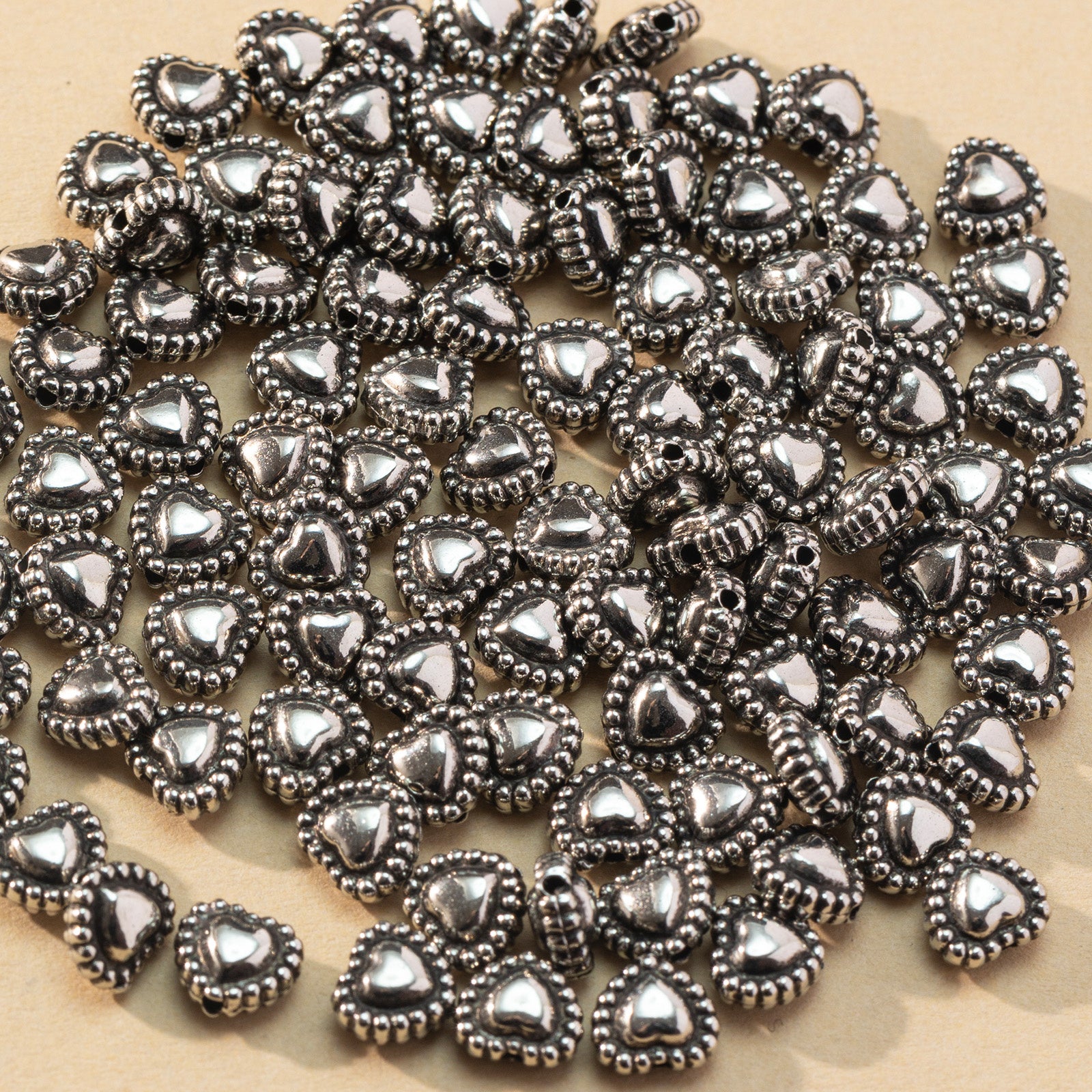 100pcs Retro Heart Beads DIY Jewelry Making Accessories