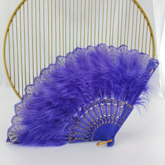 Purple Plush Folding Fan Dance Performance Photography Props