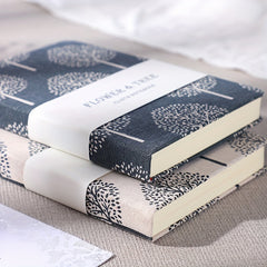 Floral Tree Print Linen Hardcover Notebook College Ruled Journal